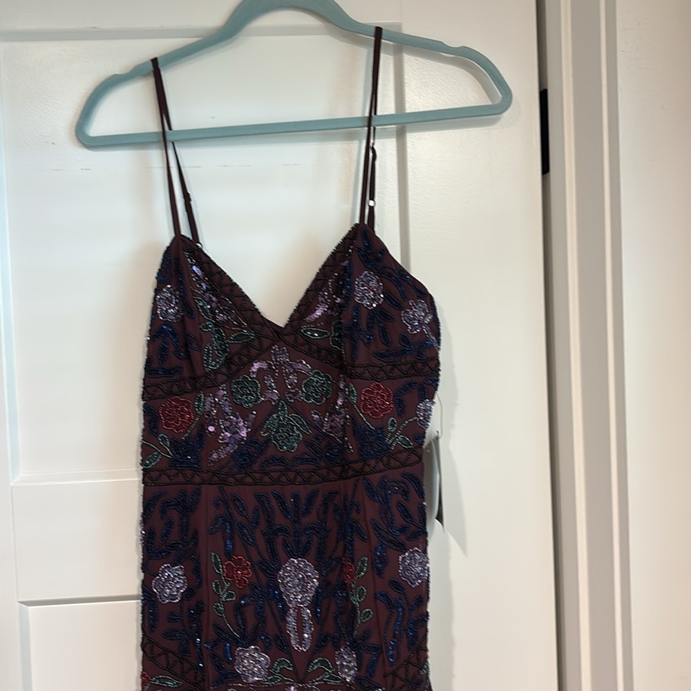 Nasty Gal Embellished Plum High Split Maxi Dress